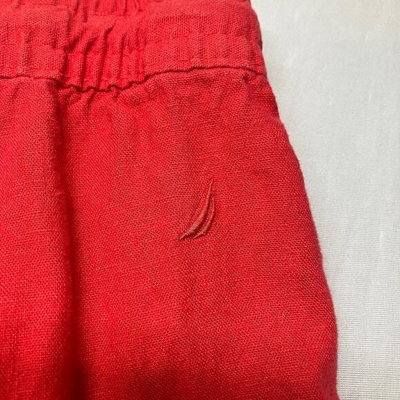 Nautica Linen/Lyocell Drawstring Elastic Waist 4.5" Red Shorts Womens Size S - Picture 3 of 7